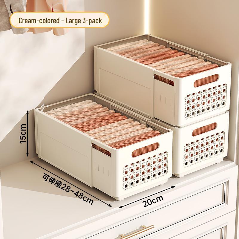 Retractable Wardrobe Drawer: Layered Organizer for Pants and Clothing Storage