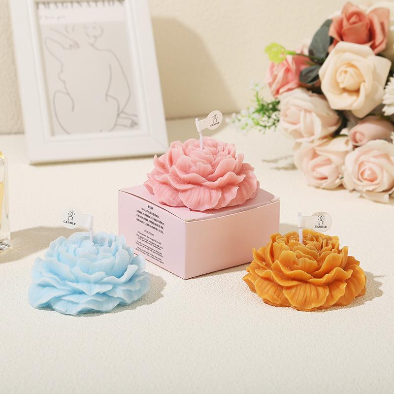 Peony Flower Aroma Candle 1PCS Indoor Accompaniment Handmade Scented Solid Wax Mother's Day Atmosphere Valentine's Day