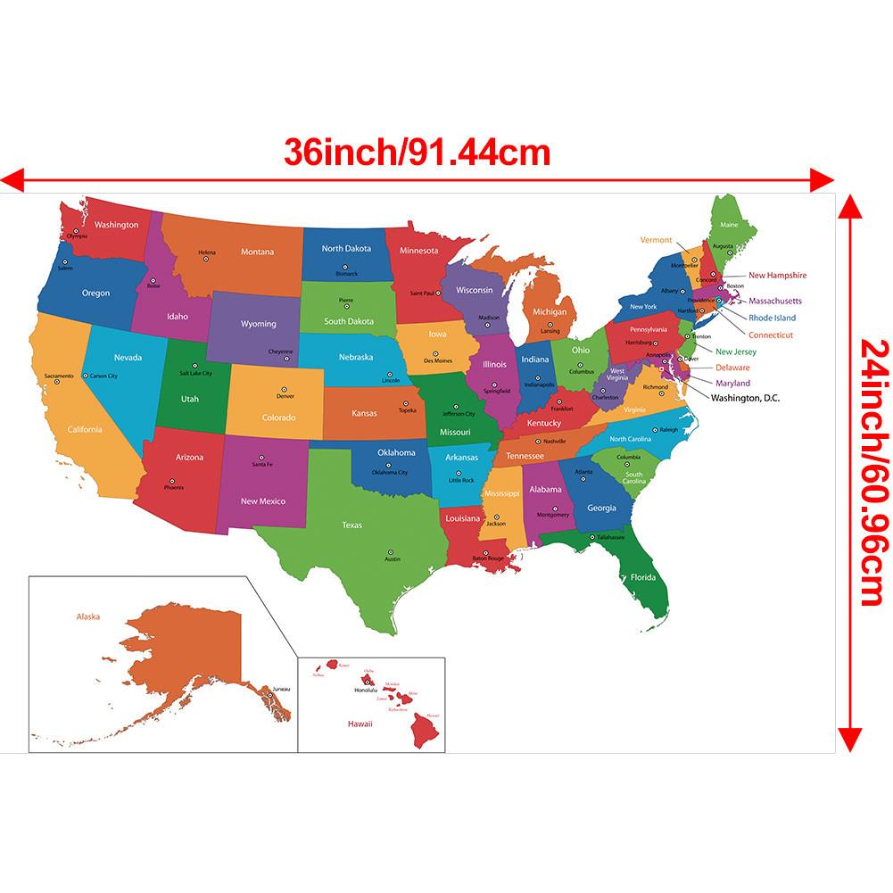 

Плакат Карта США-Административная карта,Образовательное настенное искусство для декора дома и офиса,Подарок,Для любителей географии,Принадлежности для путешествий 24*36inch/60.96*91.44cm