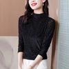 T-shirt Women's Long-sleeved Gold Velvet Top Spring New Half-turtleneck Plus Velvet Base Shirt
