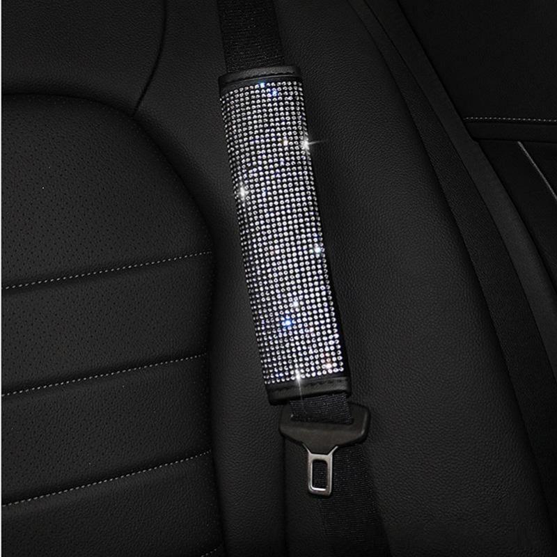 Bling Bling Rhinestones Crystal Car Handbrake Cover Gear Shift Collars Cover Seat Belt Cover Pad Car Accessories Interior Woman