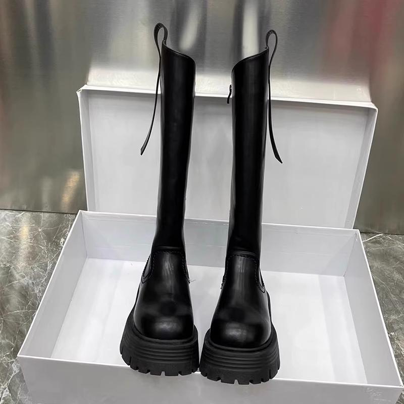 

Платформа Женские Высокие Сапоги Плоская Подошва Сапоги до Колена Зимняя Мода Мотоциклетные Сапоги Новый Тренд Гладиаторские Для Ходьбы Mujer De Botas 39