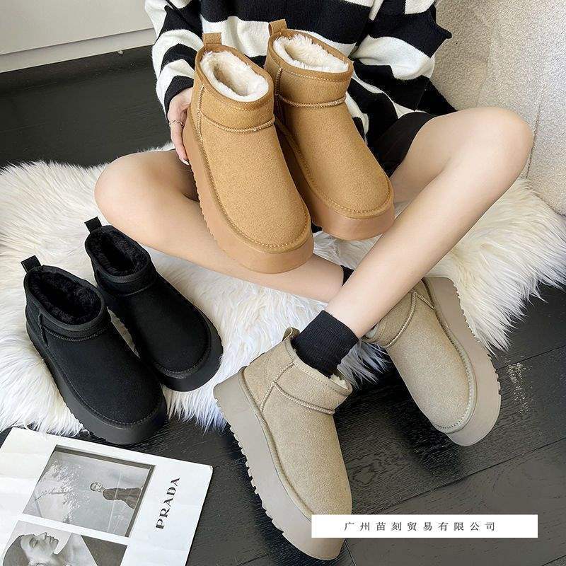 Snow Boots Women's Winter Velvet Four Seasons Zhou Dongyu Same Style European Station Thick-soled Inner Height-increasing Cotton Shoes
