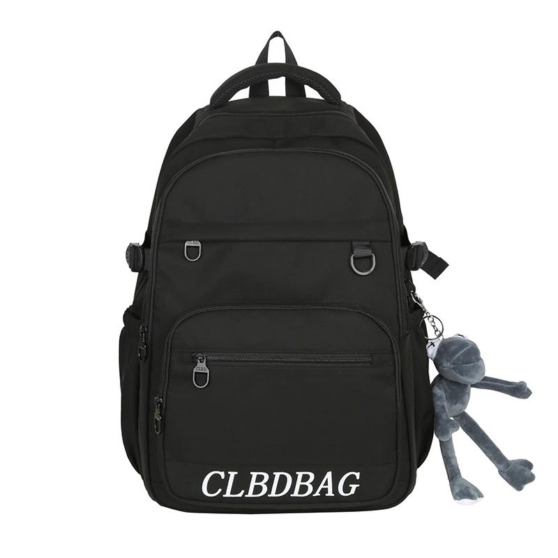 

Женский однотонный рюкзак для младших школьников и старшеклассников, школьная сумка с буквенным принтом, рюкзак большой емкости для мужчин чёрный