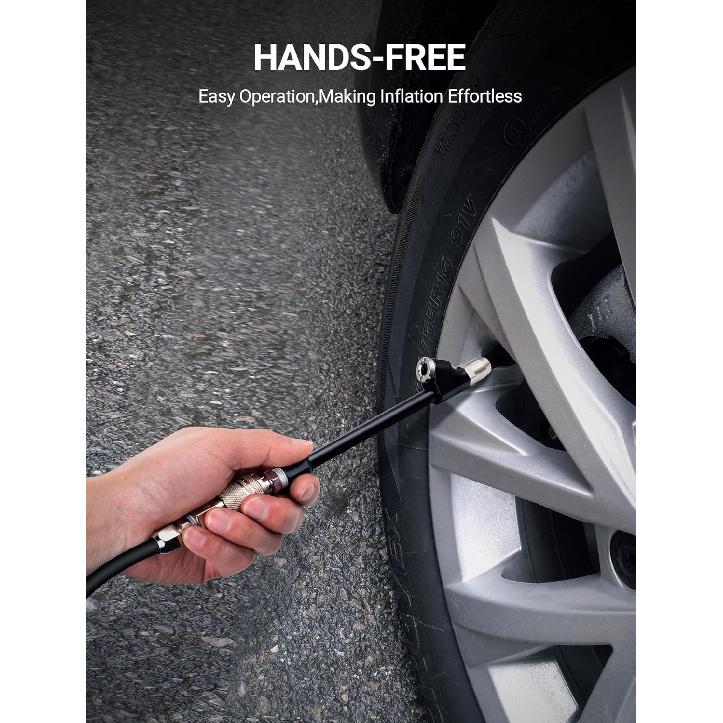 Air Chuck Set, 1/4" FNPT Extended Reach Dual Head Air Chuck W/Quick Plug, 2-Way Connect Tire Air Chuck For Tire Inflator Gauge/Air Compressor, Tire