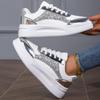 Women's Sequin Decorative Casual Sneaker, Lace-up Lightweight Soft Sole Walking Skateboard Shoes, Low-Top Comfortable