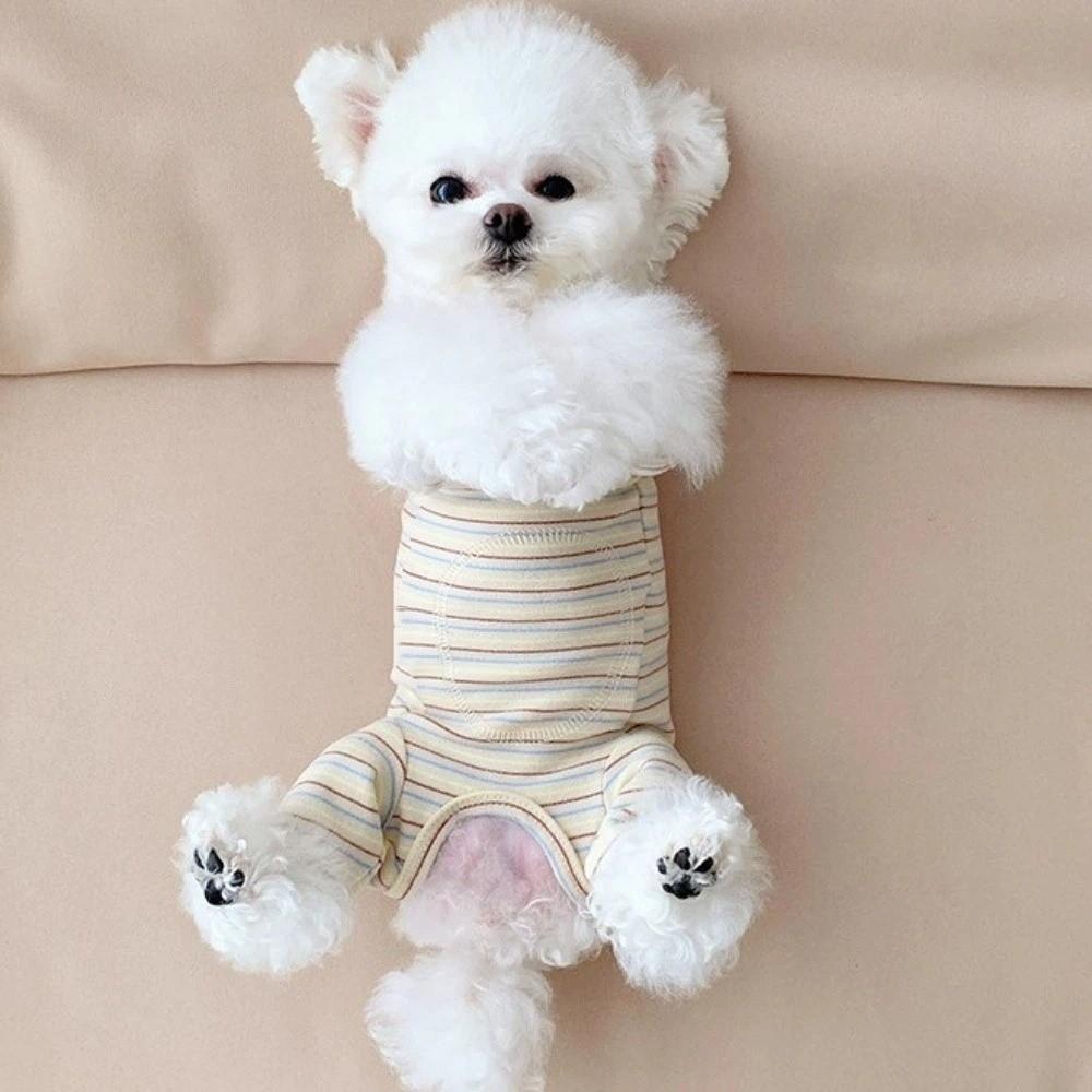 Comfortable Pet Bottoming Shirt Four-legged Dog Pajamas Dog Striped Jumpsuit  Belly Protective