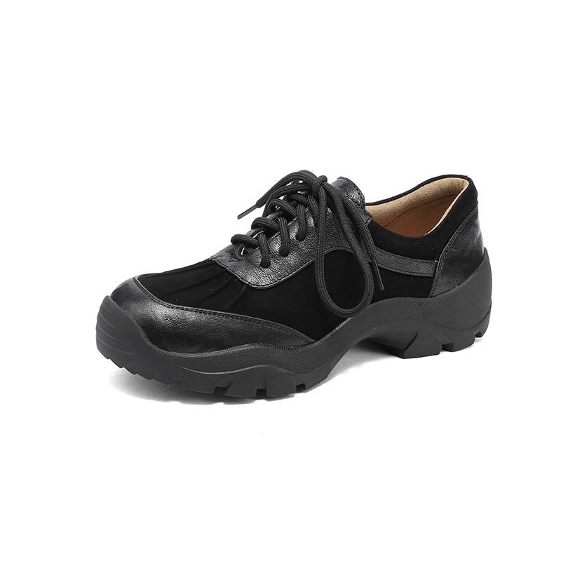 Krazing Pot Suede Round Toe Thick Nottom Lace Up Summer Autumn Leisure Shoes Big Size 42 Women Sneaker