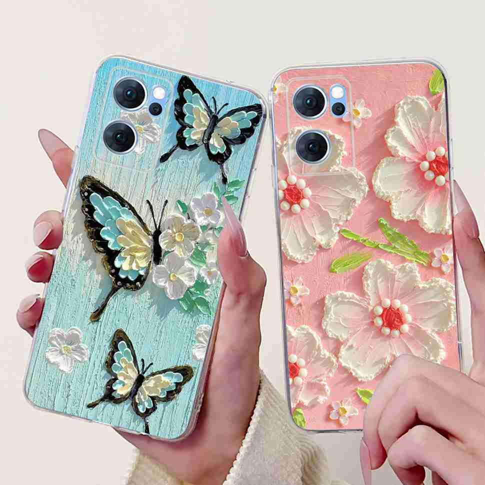 For Oppo Reno7 5G Casing Cute Cat Flower Painted Cover Soft Fundas Phone Case For Oppo Find X5 FindX5 Lite Reno 7 5G Back Cover