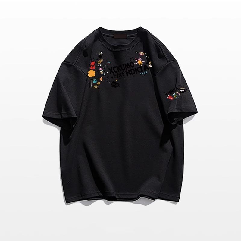 2025 Sommer lustiges Cartoon Buchstaben Print T-Shirt für Frauen Kleidung Harajuku Oversized T-Shirt hohe Qualität 200G 100% Baumwolle T-Shirt weiß Y2k Tops