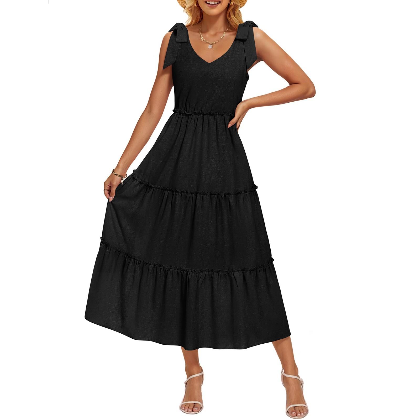 

Женский повседневный сарафан длиной до колена, модное удобное платье M чёрный