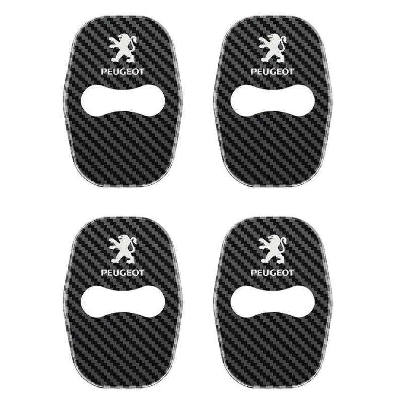 4pcs Car Door Lock Cover Protection Stickers Styling for Peugeot b 301 308 308S 408 508 508L 2008 3008 4008 5008 207CC 308CC