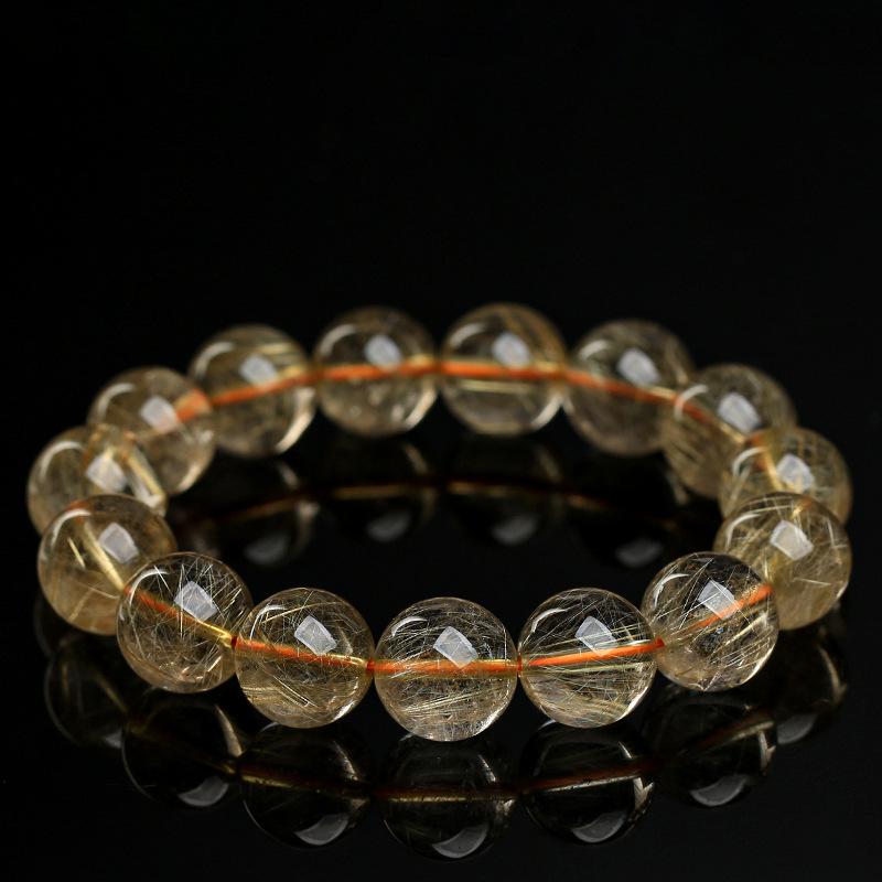 Golden Rutilated Quartz Crystal Beads for DIY Jewelry Accessories