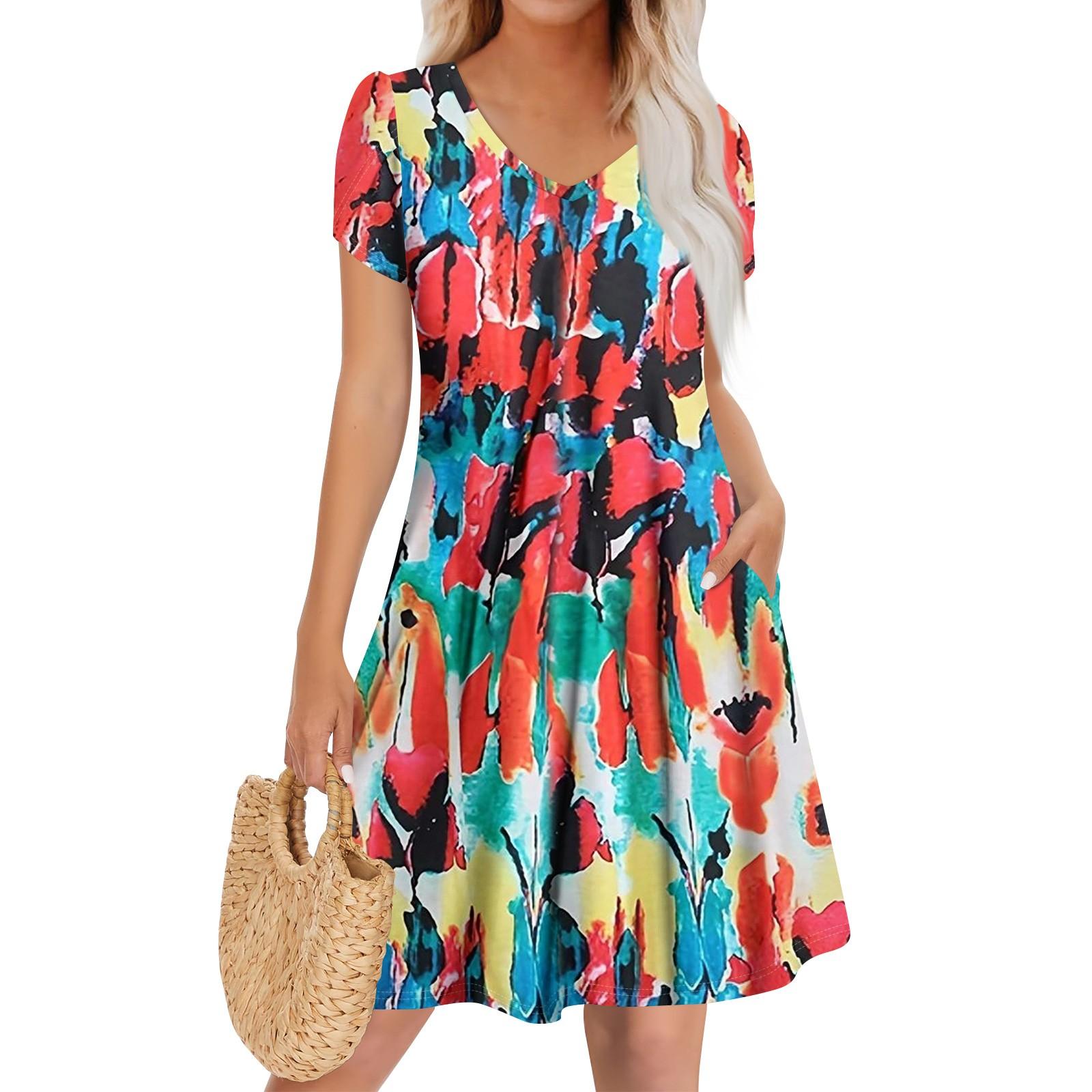 

Женское повседневное модное платье с V-образным вырезом и коротким рукавом, стильное свадебное платье для гостей XXXL