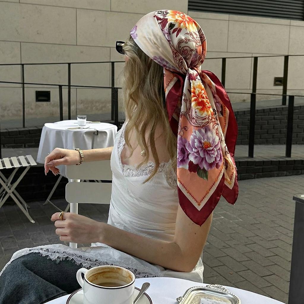 90*90Cm Vierkante Zijden Sjaal Dames Mode Ontwerper Mooie Paisley Foulard Zachte Satijnen Sjaal Zakdoek Sjaals Nek Hoofddoek