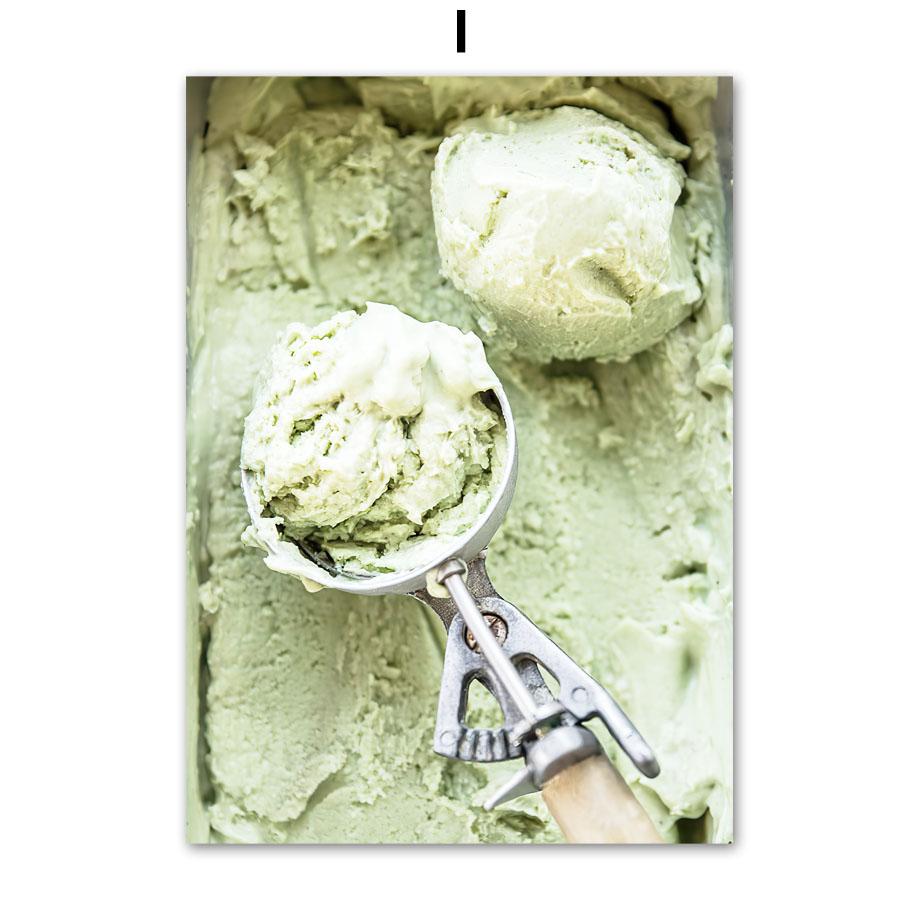 Grüne Eiswaffel Kuchen Zitat Poster und Drucke Wandkunst Leinwandmalerei Bilder für Getränkeladen Hotel Restaurant Raumdekoration