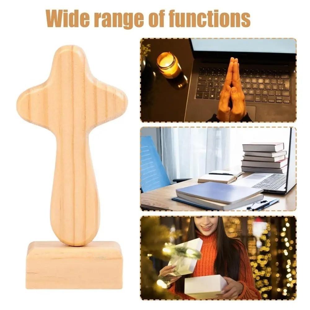 Magnetic Base Crosses Figurine Portable Crucifix Sculpture Wood Cross Statue  Living Room