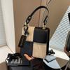 Popular niche design splicing portable small square bag new fashionable contrasting color shoulder messenger bag