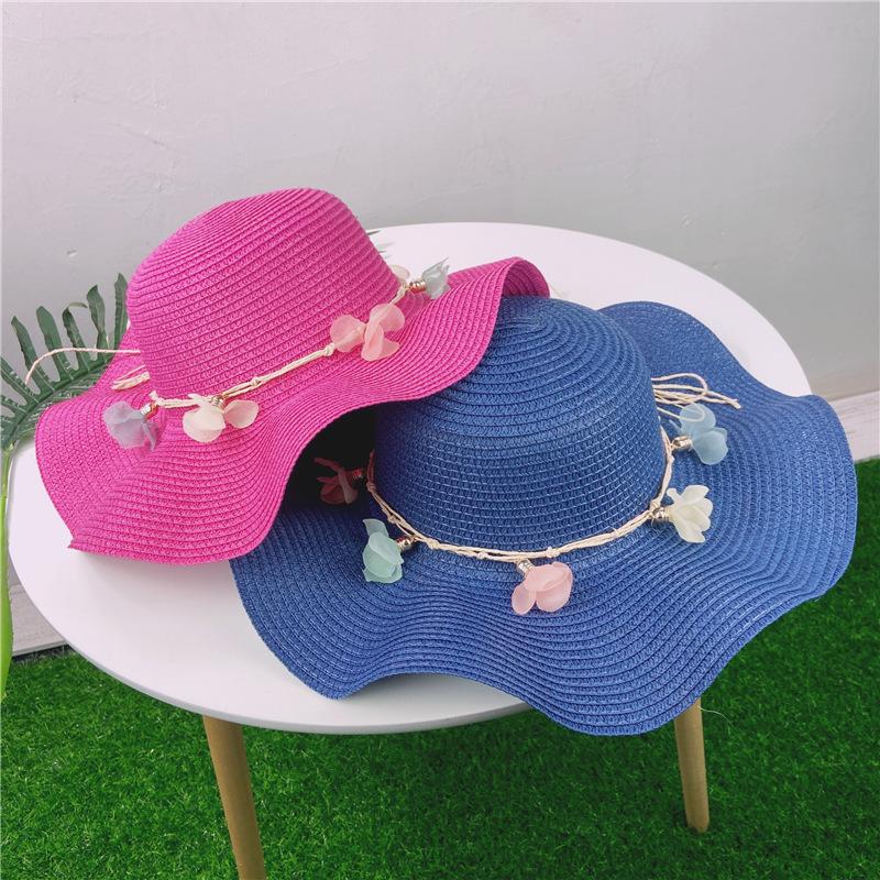 New summer flower straw hat ladies seaside vacation visor big brim beach hat foldable beach hat