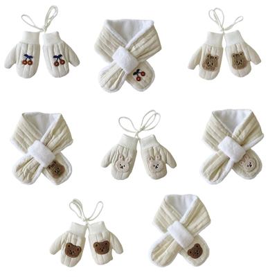 Écharpe/Mitaines Chaudes pour Enfants pour Temps Froid Adorable Longue Écharpe Chauffe-Cou/Gants à Suspendre au Cou pour Jouer en Extérieur