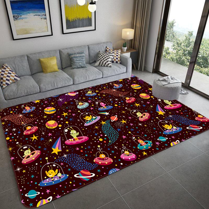 Home Cartoon Space Universe Planet Carpet Soft Kids Play Mat Boys Girl Room Mat Bedroom Bedside Carpet Floor Mat Tapete Peludo