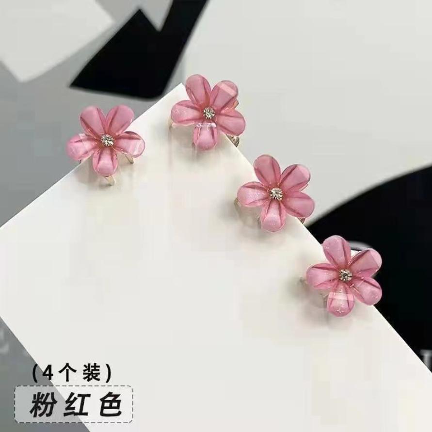 4 st Söta Mini Blomma Hårklämmor Klor Kvinnor Flickor Färgstarka BlomsterHårnålar Söta Små Huvudbonader Hårklämmor Accessoarer