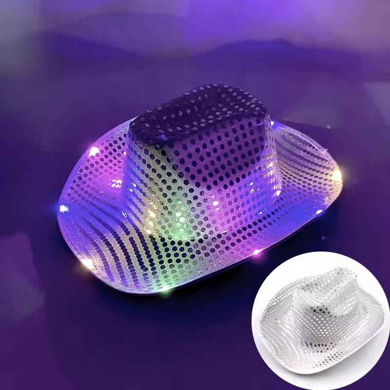 Blinky LED Light Cowboy Cowgirl Hat Flashing Cap Glowing Hat Carnival Men Women Bachelorette Party Wedding Bridal Supplies