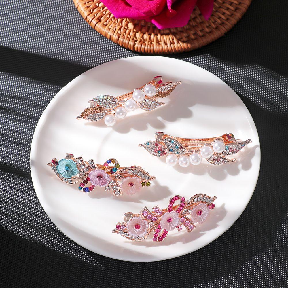 Beauty Tiara Crystal Jewelry Hair Clip Flower Barrettes Cute Hairpin Rhinestone Pearl Headband