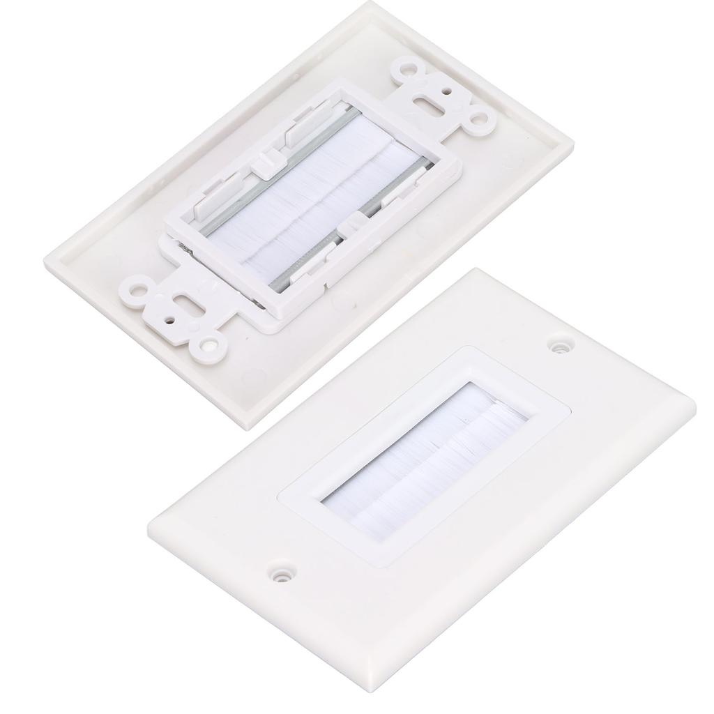 Brush Wall Plate ABS Dust Proof Cable Pass Through Insert Bristled Wall Socket for HD Multimedia
