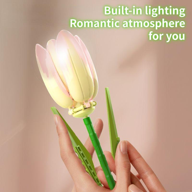 

Букет тюльпанов Цветочная декорация Светящийся тюльпан Конструктор Вечный цветок Сборка Подарок на День святого Валентина для девочек, друзей