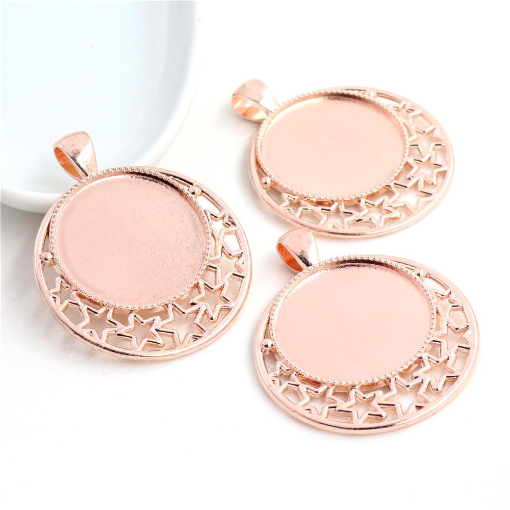 High Quality 5pcs 25mm Inner Size 6 Colors plated  Cameo Base Setting Stars Style Pendant