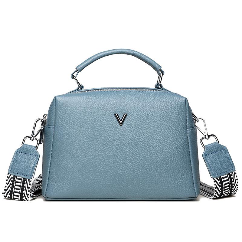 

Leather women s bags, new trendy and fashionable large-capacity shoulder messenger bags, first-layer cowhide handbags. синій