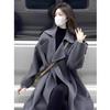 Women's Plus-Size Grey Wool Mid-Length Coat - Autumn Winter Thick Korean Hepburn Style