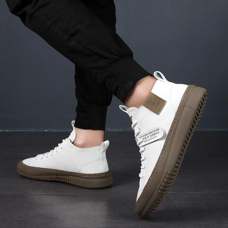 Fashion Men High-top Ankle Boots  Comfy Men Casual Sneakers Handmade Skate Shoes Men Vulcanize Shoes Spring Autumn Fashion Leather Boots