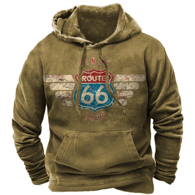 Vintage Hoodie Route 66 3d Moto Print Hoodies Fashion Hoodies Streetwear Casual Jacket Sweatshirts For Men Oversize Sweatshirt