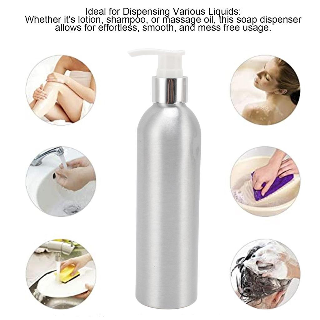 Aluminium Soap Dispenser Heat Resistant Reusable Hand Lotion Bottle Shower Dish Dispenser for Lotion Shampoo Massage Oil
