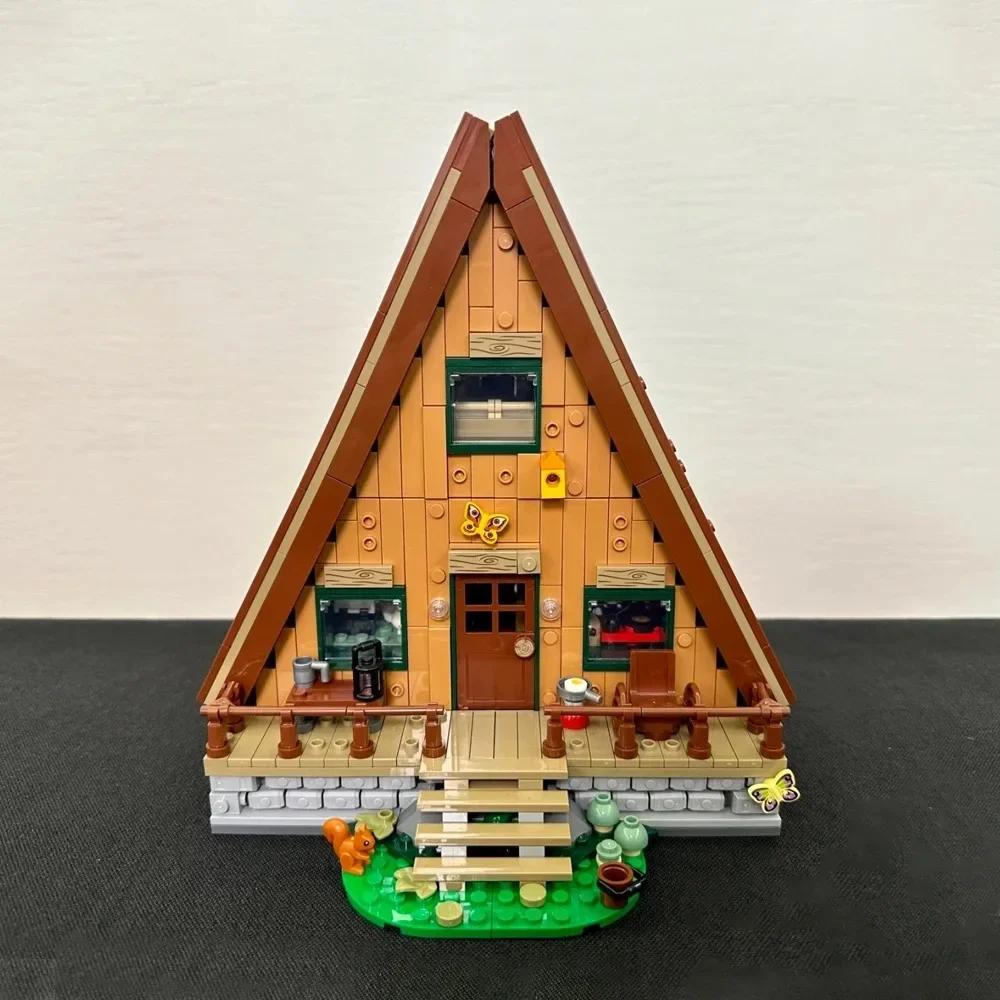 Ideas A-Frame Cabin Collectible Display Set Buildable Model Kit blocks for Adults Gift for Nature and Architecture Lovers