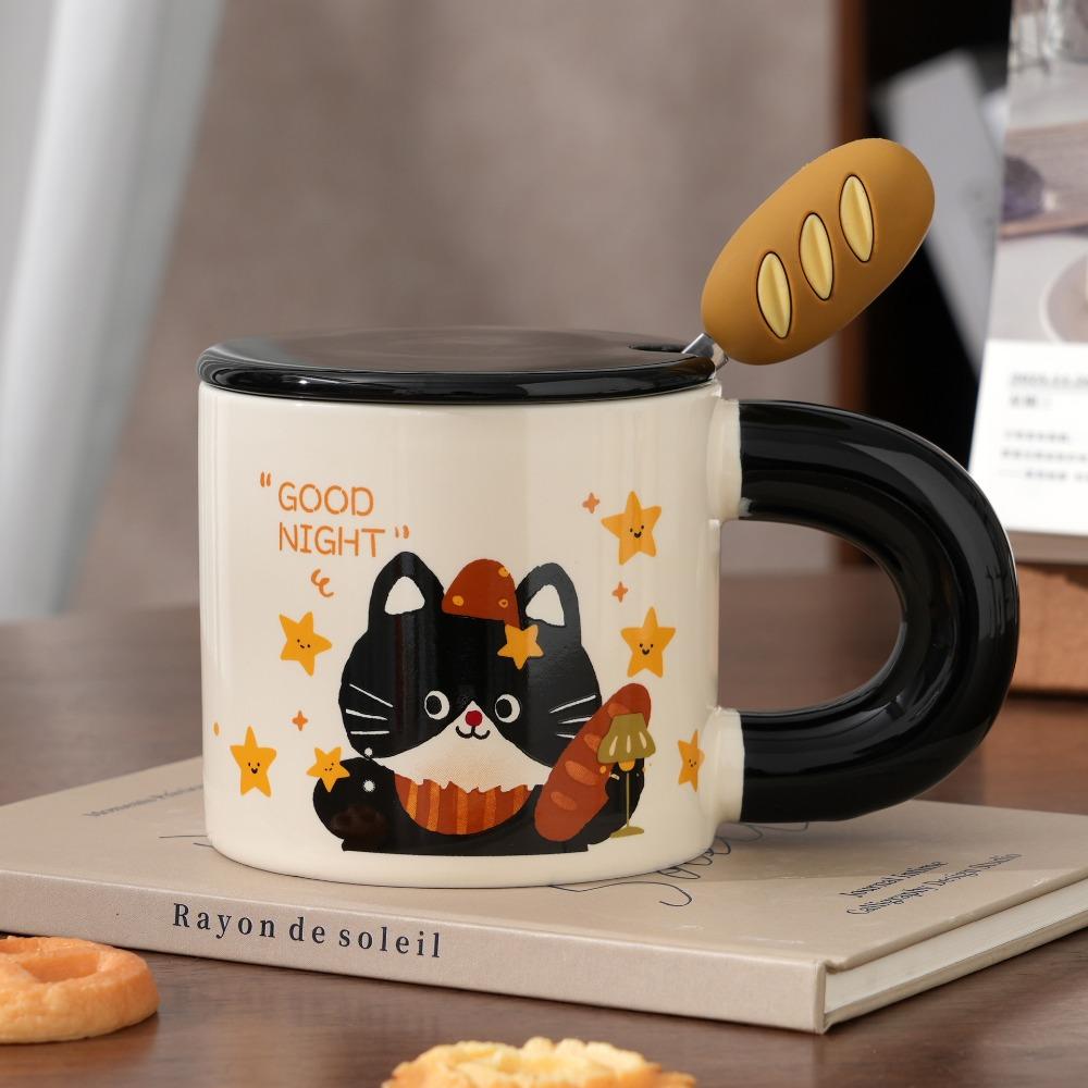 Creative cute bread cat mug personalized ceramic drinking cup high value simple souvenir coffee cup