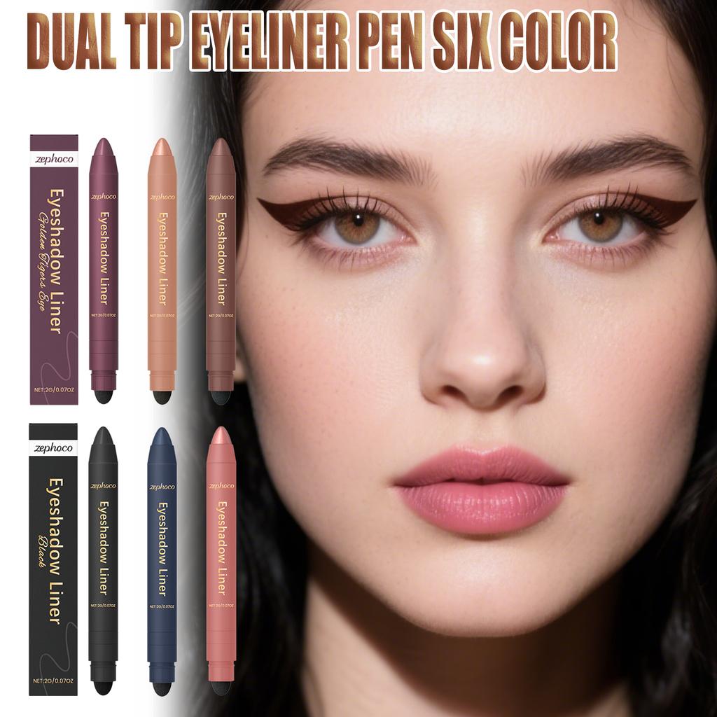 Penna Eyeliner 2in1 Formula Anti-Macchia Impermeabile Lunga Tenuta Trucco Quotidiano per Principianti Applicazione Fluida Eyeliner Ombretto