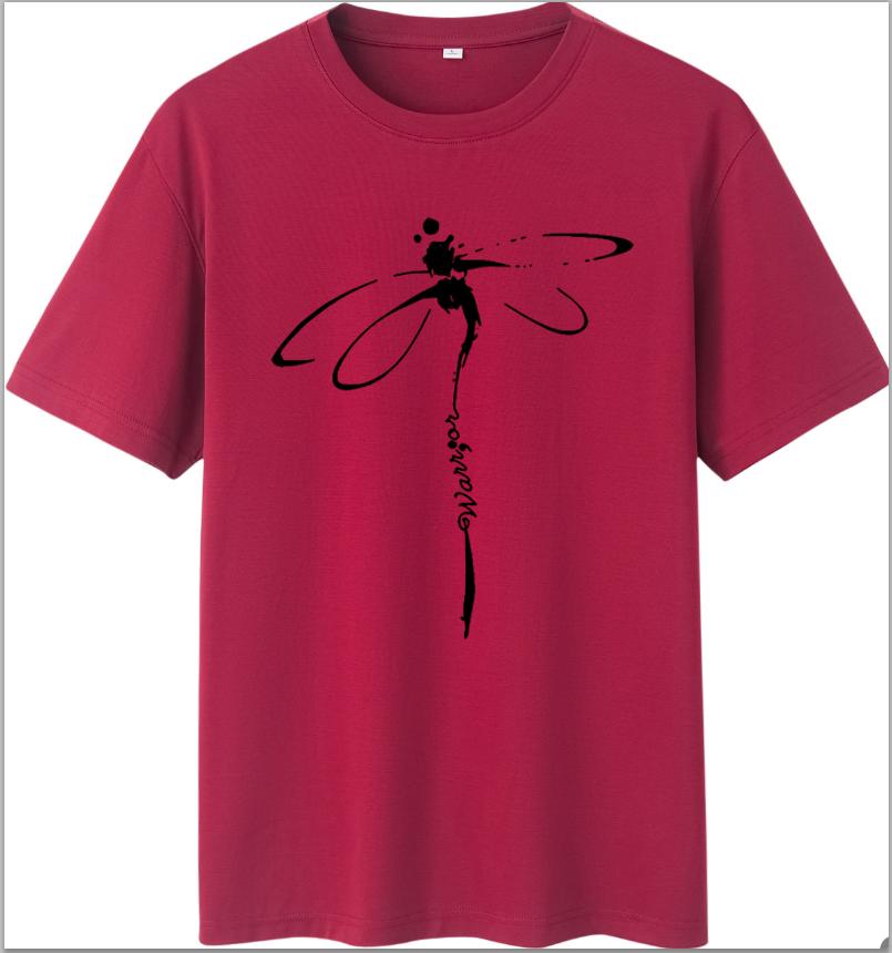 Tops Dragonfly Printed Original Collar Casual Base Shirt Short-sleeved Women's T-shirt Oversized T Shirt Clothes Tees
