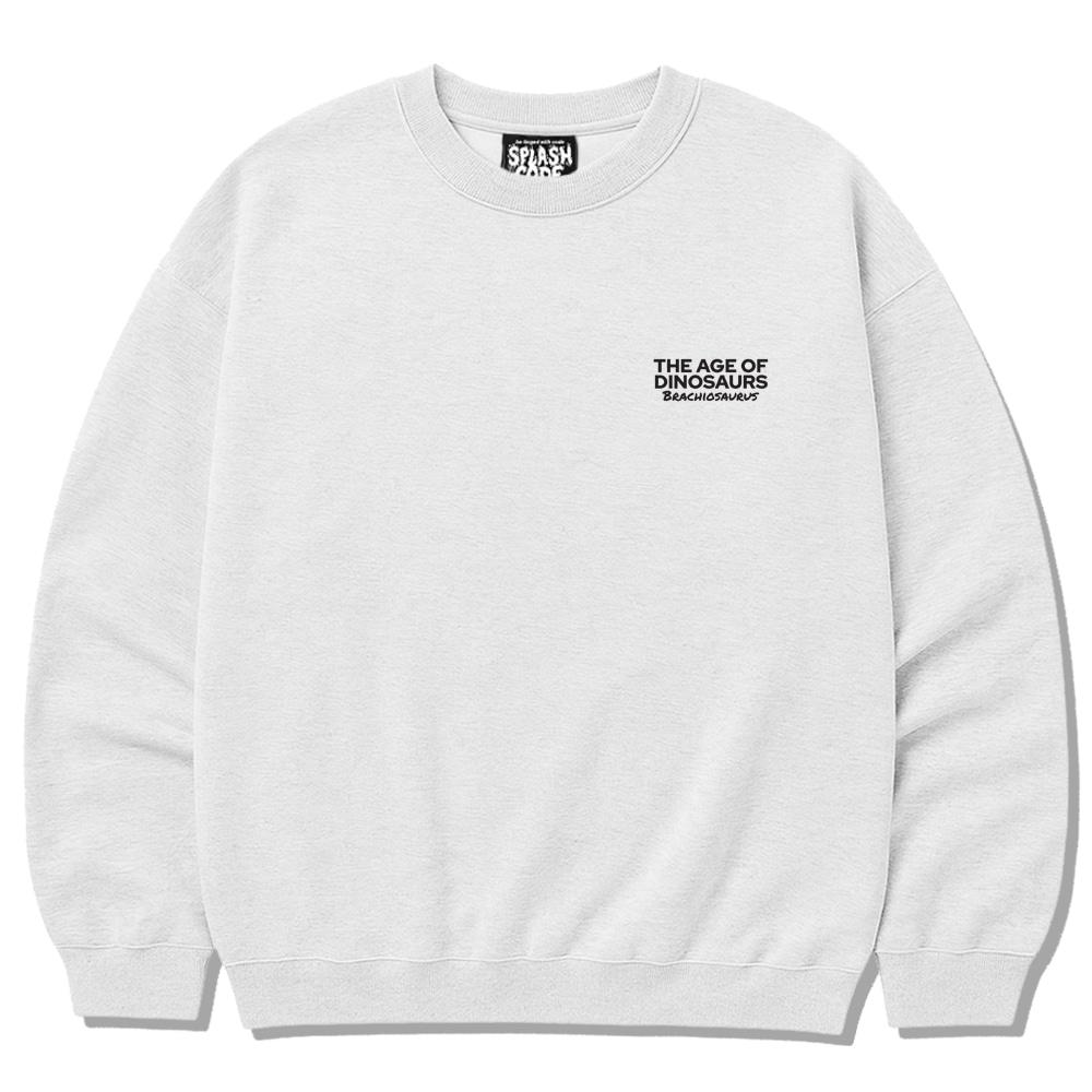 Seupeullaesikodeu Heavy Crew Neck Sweatshirt Melange White - Brochiosaurus
