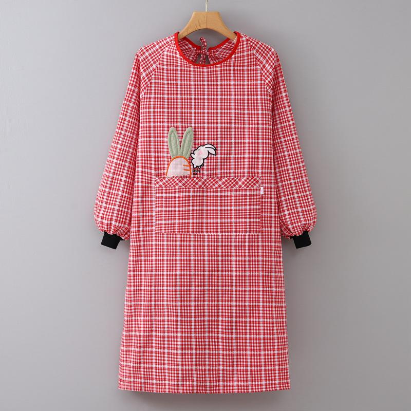 Anti-fouling smock wear-resistant household work breathable apron waist women s overalls long-sleeved pure cotton apron cooking kitchen