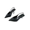 Spring and Summer New Solid Color Pointed Head Thin Heel Middle Heel Sandals Fairy Fairy with Skirt Empty Bag Head High Heel Single Shoes