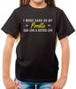 Ich arbeite hart für meinen Pudel – Kinder-T-Shirt – Hunde, Welpen, Haustierbesitzer, Liebe