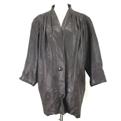 Pas De Chat Lambskin Leather Coat Women M 38 Brown No Collar Genuine Leather(USED)