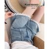 Plus Size Lace Trim High-Waist Denim Shorts - Women's Casual Loose A-Line Summer Pants