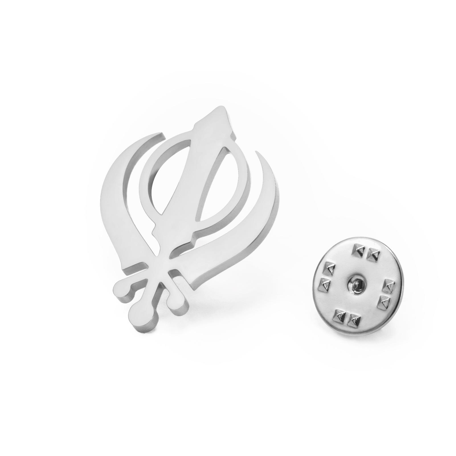 

LIKGREAT Khanda Symbol Brooch for Men Women Faith Sikh Pin Stainless Steel Religious Sikhism Amulet Jewelry Gift Wholesale