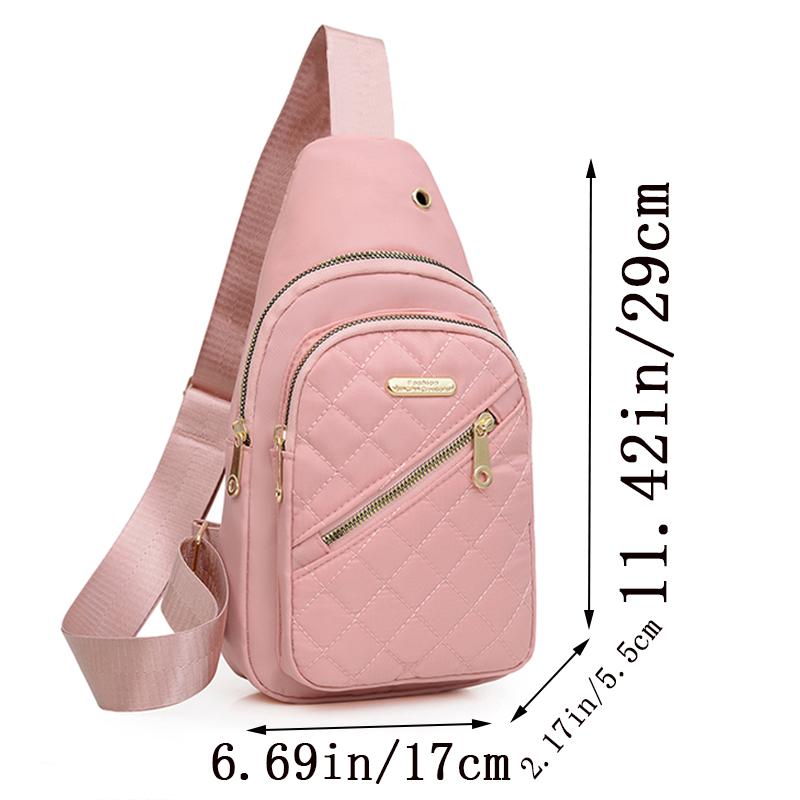 Women's Embroidered Nylon Chest Bag, Unisex Crossbody Sling Pack, Lightweight Travel Hiking Bag