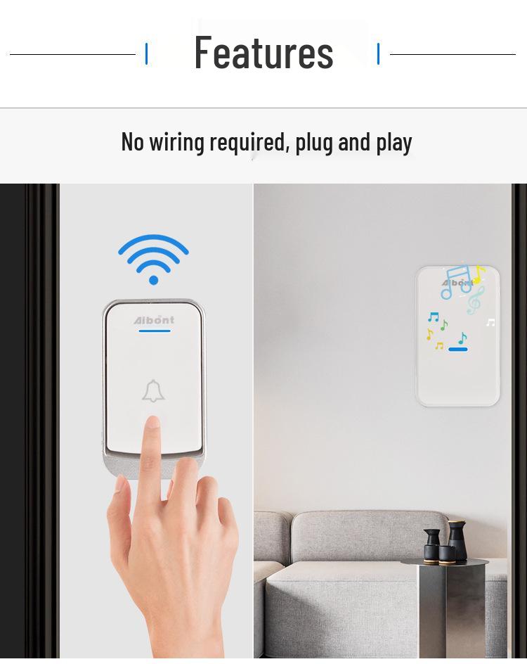 Smart Wireless Electronic Music Doorbell, Long-Distance Range