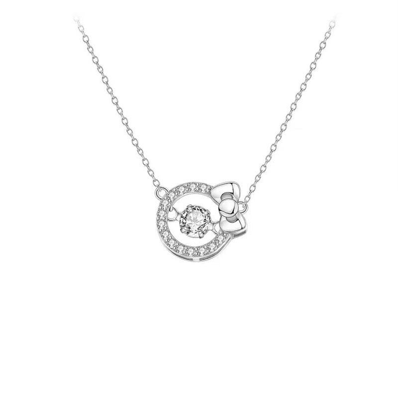 Ring Smart Zircon Necklace Women's Light Luxury Niche Design High-end Bow Pendant Collarbone Chain Jewelry
